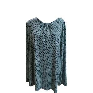 Liz Claiborne Shirt Blouse Career Women's Pullover Geometric Plus Top Size 2X